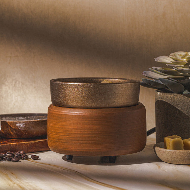 Pewter Walnut Candle/Wax Warmer and Dish